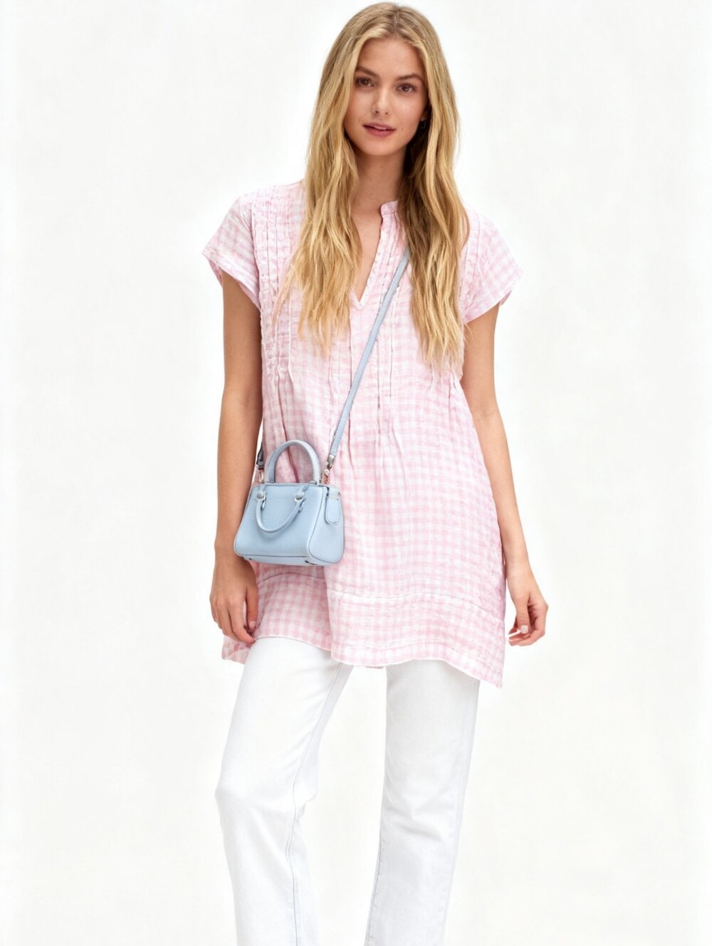 CP Shades Linen Plaid Tunic Size M